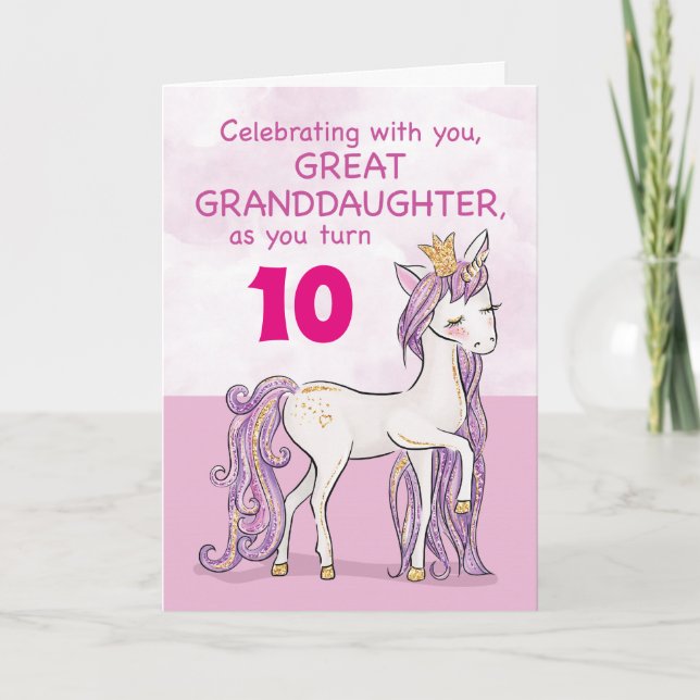 Cartão Idade Personalizada Bisneta Aniversário Cavalo Ros (Frente)