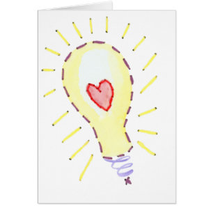 Cartão Ideia brilhante da ampola - coração