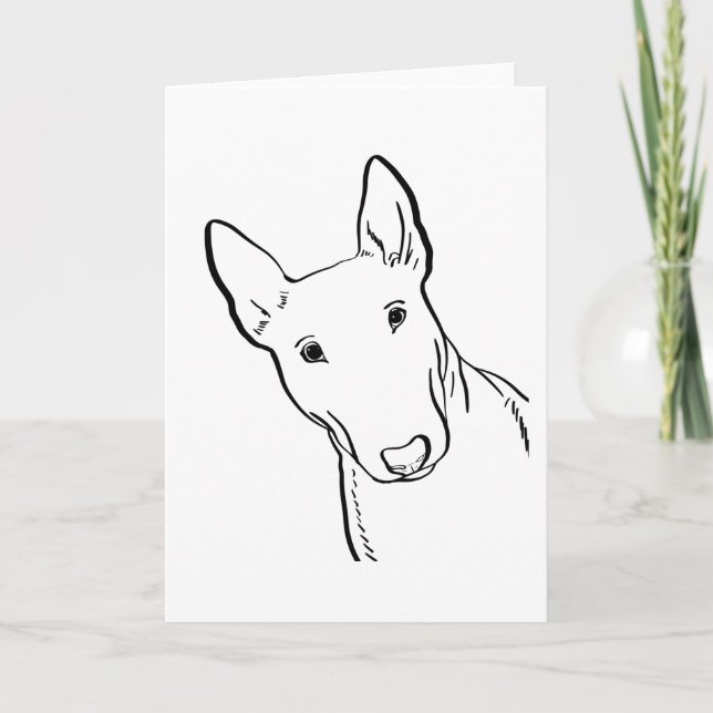 Cartão Ideia de Arte de Linha de Cão Bull Terrier (Frente)