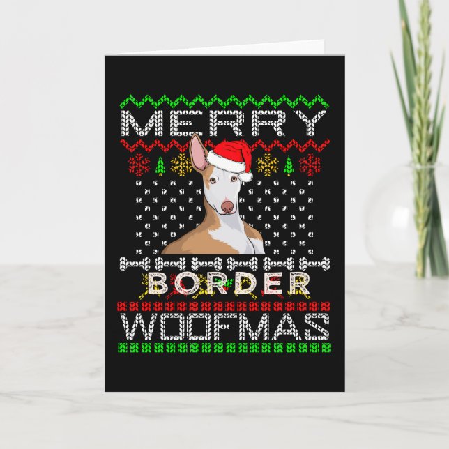 Cartão Ideia de presente de Natal para cães Podenco Greyh (Frente)