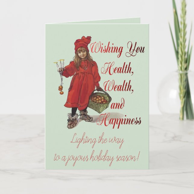 Cartão Iduna Wishing You Health Wealth And Happiness (Frente)