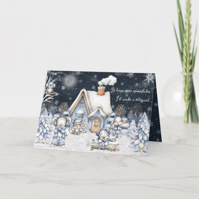 Cartão If Hugs Were Snowflakes I'd Make A Blizzard Winter (Frente)