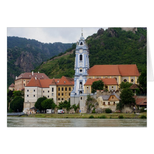 Cartão Igreja Azul em Dürnstein (Frente Horizontal)