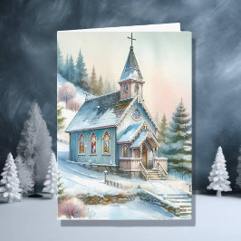Cartão Igreja Bonita no Dia da Neve | Natal