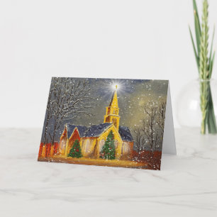 Cartão Igreja de Natal em Neve