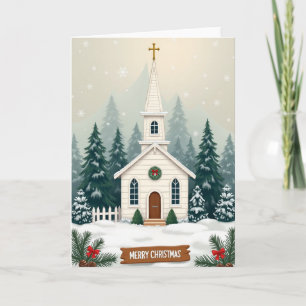 Cartão Igreja de Natal Santa Neve