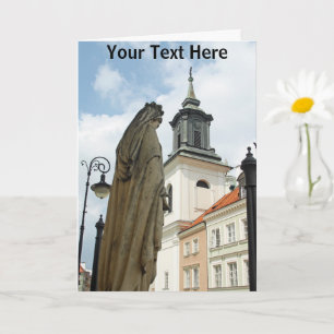 Cartão Igreja e estátua de Varsóvia personalizáveis, Polô