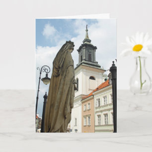 Cartão Igreja e estátua de Varsóvia, Polônia