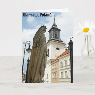 Cartão Igreja e estátua de Varsóvia, Polônia