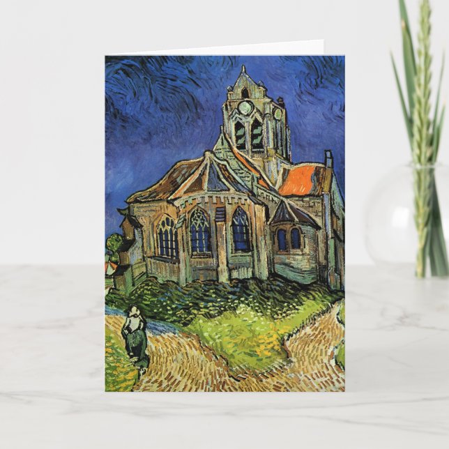 Cartão Igreja em Auvers-sur-Oise por Vincent van Gogh (Frente)