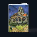 Cartão Igreja em Auvers-sur-Oise por Vincent van Gogh<br><div class="desc">A Igreja em Auvers por Vincent van Gogh é uma pintura arquitetônica de apos impressionismo de arte vintage. Uma vista exterior de uma igreja com janelas de vidro manchadas e uma figura caminhando em direção à Capela ao longo de um caminho de pedra. Sobre o artista: Vincent Willem van Gogh...</div>