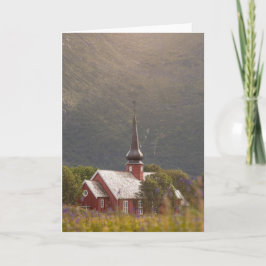 Cartão Igreja Flakstad das Ilhas Lofoten