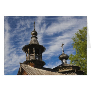 Cartão Igreja Ortodoxa Russa tradicional de madeira