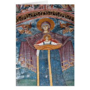 Cartão Igreja Ortodoxa Sérvia e um sítio da UNESCO,