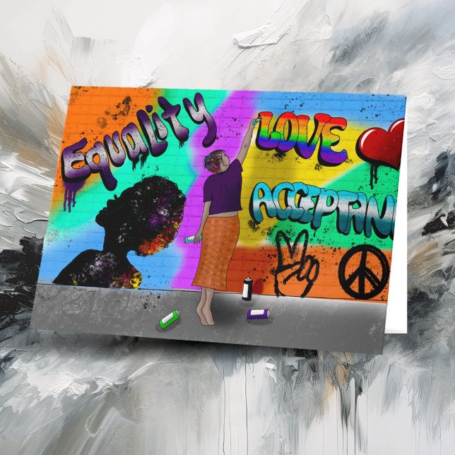 Cartão Igualdade, Amor e Aceitação Arte Desenhada à Mão (Criador carregado)