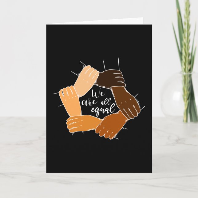 Cartão Igualdade de Mãos Anti-Racismo (Frente)