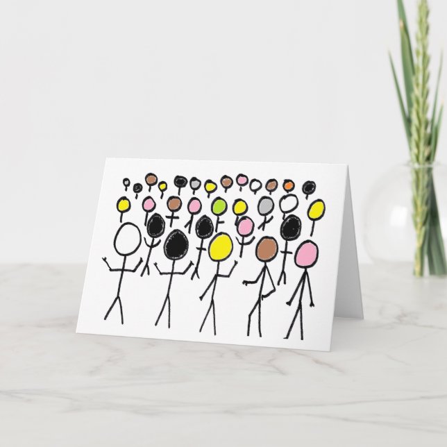 Cartão Igualdade Stickmen (Frente)