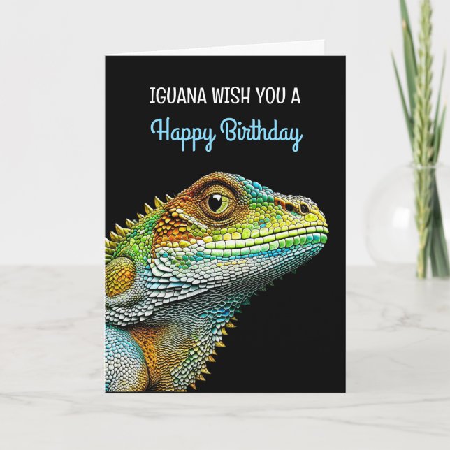 Cartão Iguana com você um feliz aniversário (Frente)
