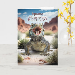 Cartão Iguana Deseja um Feliz Aniversário Humor Réptil