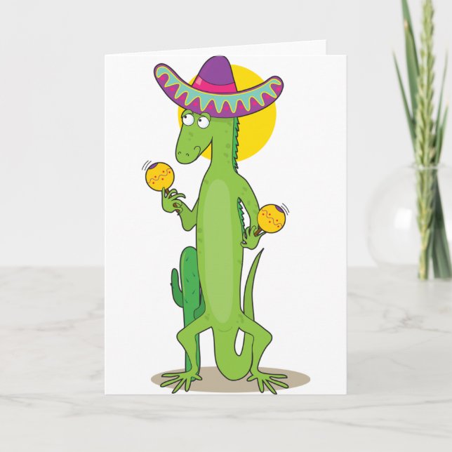 Cartão Iguana In A Sombrero Greeting Cards (Frente)