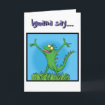 Cartão Iguana lizard funny cartoon happy birthday card<br><div class="desc">Iguana say Happy Birthday! For lizard lovers,  this green iguana card was created to add some fun to any birthday party. Can be customised with your own message such as thank you or a fun message of your own.</div>