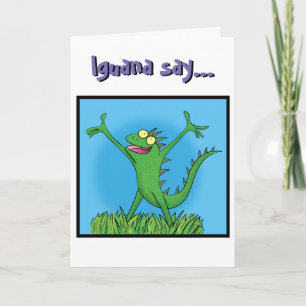 Cartão Iguana lizard funny cartoon happy birthday card