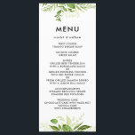 Cartão II de Menu de Casamento de Folhagem Verde S<br><div class="desc">Um cartão de menu elegante e branco com folhagem verde de cor aquosa. Este cartão será perfeito para eventos de praia,  verão,  primavera e temas-boho. Itens correspondentes estão disponíveis.</div>