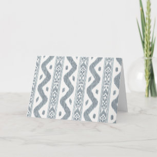 Cartão Ikat Azul Suave em Creme, Interior em Branco