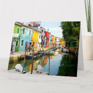 Cartão Ilha Burano perto de Veneza, Casas Arco-Íris na It