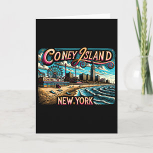 Cartão Ilha de Coney Nova York Viagem Férias de Verão Fam