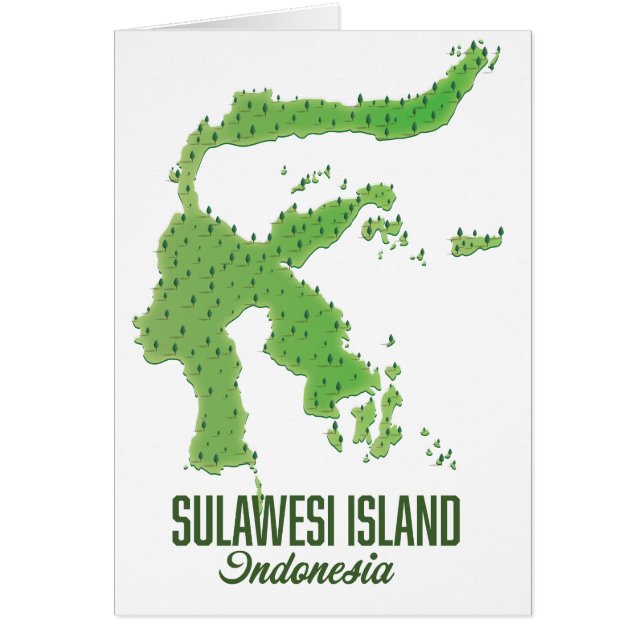Cartão ilha de Sulawesi Indonésia mapa (Frente)