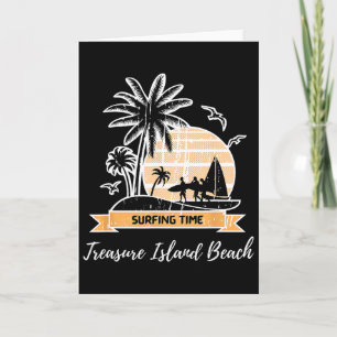 Cartão Ilha do Tesouro Vintage Amante da Praia Palmeiras