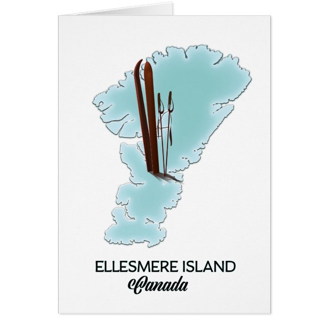 Cartão Ilha Ellesmere Canadá mapa pôster (Frente)