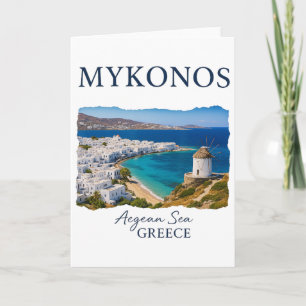 Cartão Ilha Grega Mykonos Férias Viagens Vida Costeira