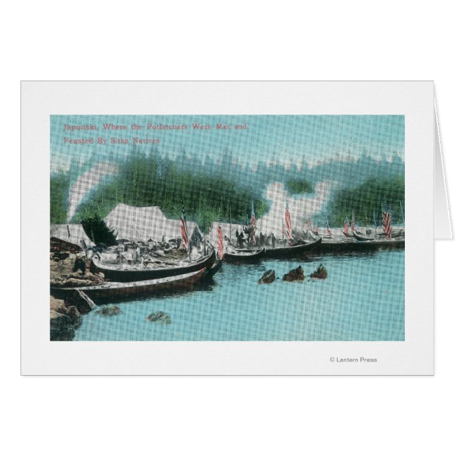 Cartão Ilha Japonski - Potlatchers e Nativos Sitka (Frente Horizontal)