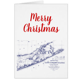 Cartão Ilha Long Natal Hamptons Map VC