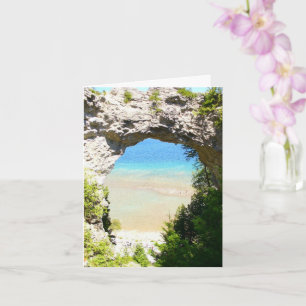 Cartão Ilha Mackinac Arco de Rocha Michigan Aniversário