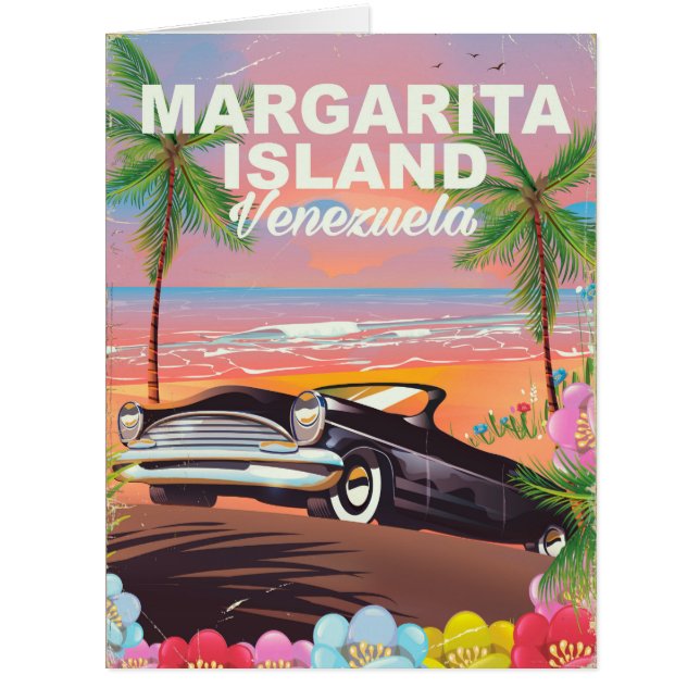 Cartão Ilha Margarita - poster de viagens da Venezuela (Frente)