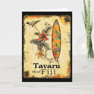 Cartão Ilha Tavaru Fiji Prancha de Surfe Surfista Praia S