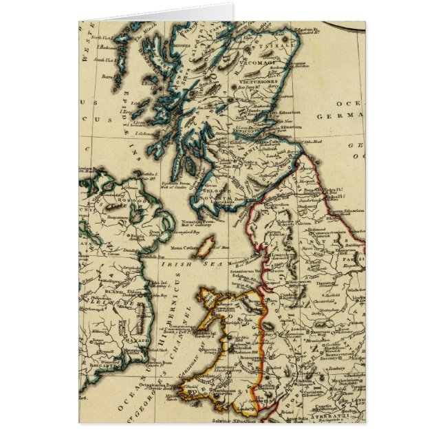 Cartão Ilhas Britânicas com limites delineados (Frente)