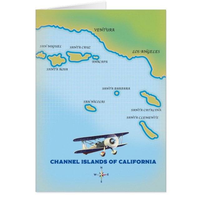 Cartão Ilhas do Canal da Califórnia mapa (Frente)