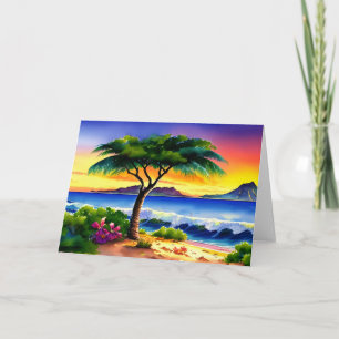 Cartão Ilhas Havaianas — Sunset Watercolor