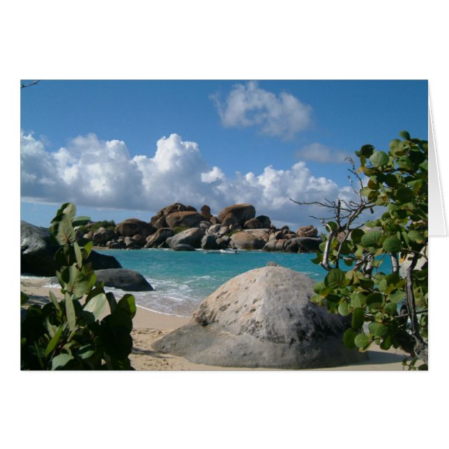Cartão Ilhas Virgens Britânicas, Gordo, Baths Beach (Frente Horizontal)