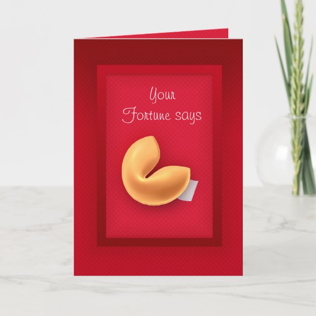 Cartão Illustrated Fortune Cookie Card - Custom Message (Frente)
