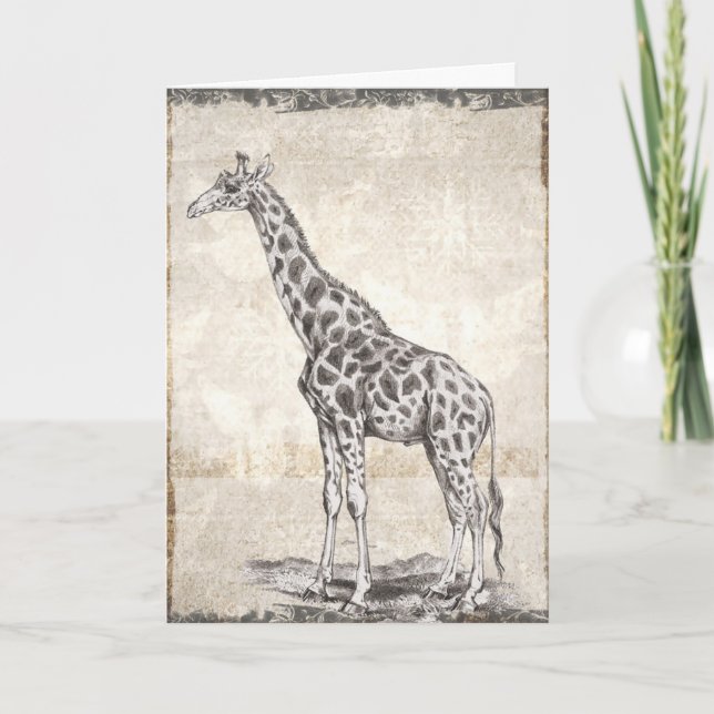 Cartão Illustrated Sepia Giraffe Happy Birthday Card (Frente)