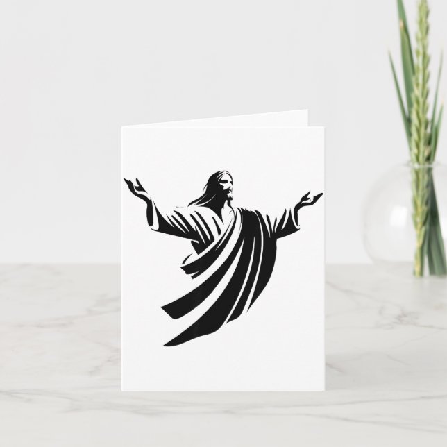 Cartão Illustration Of Jesus Christ Shadow With Open Arms (Frente)