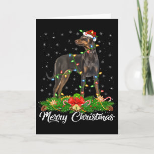 Cartão Iluminação Xmas Correspondente ao Doberman do Sant