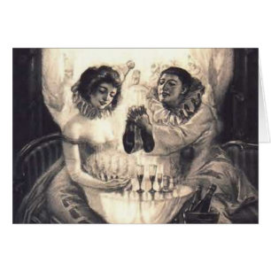 Cartão Ilusão óptica retro do amor do crânio