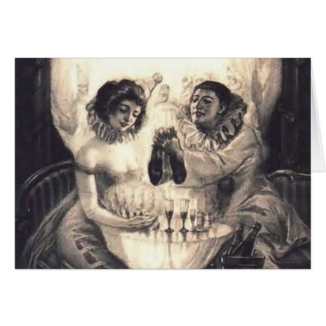 Cartão Ilusão óptica retro do amor do crânio (Frente Horizontal)