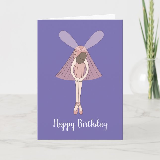 Cartão Ilusima Ballerina Fairy Purple Aniversário Card (Frente)